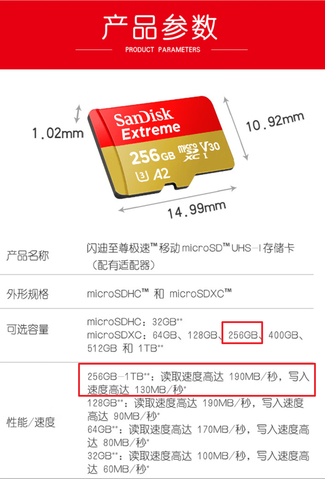 SanDisk TF 卡至尊极速 256GB